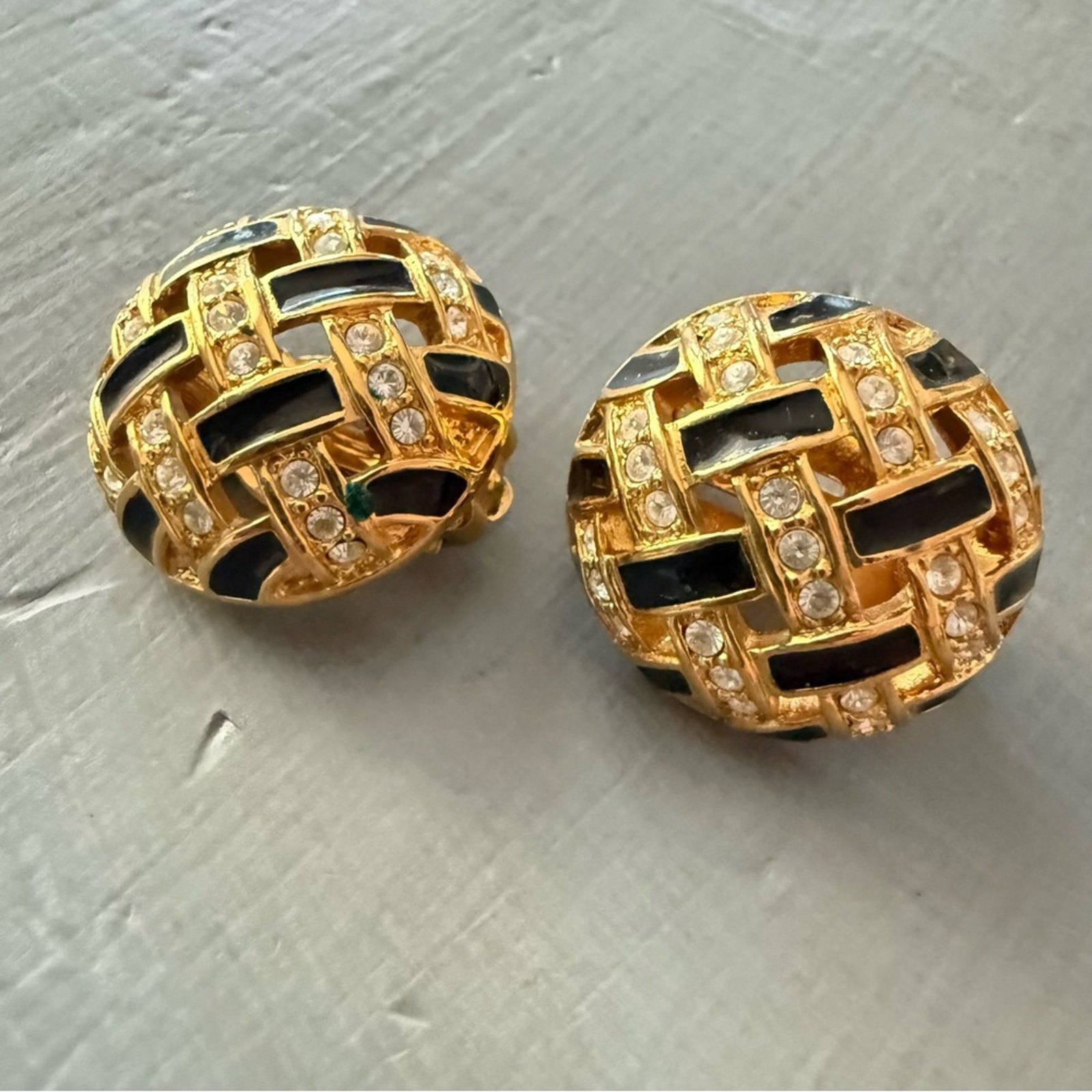 Swarovski Crystal Gold Tone Clip On Earrings